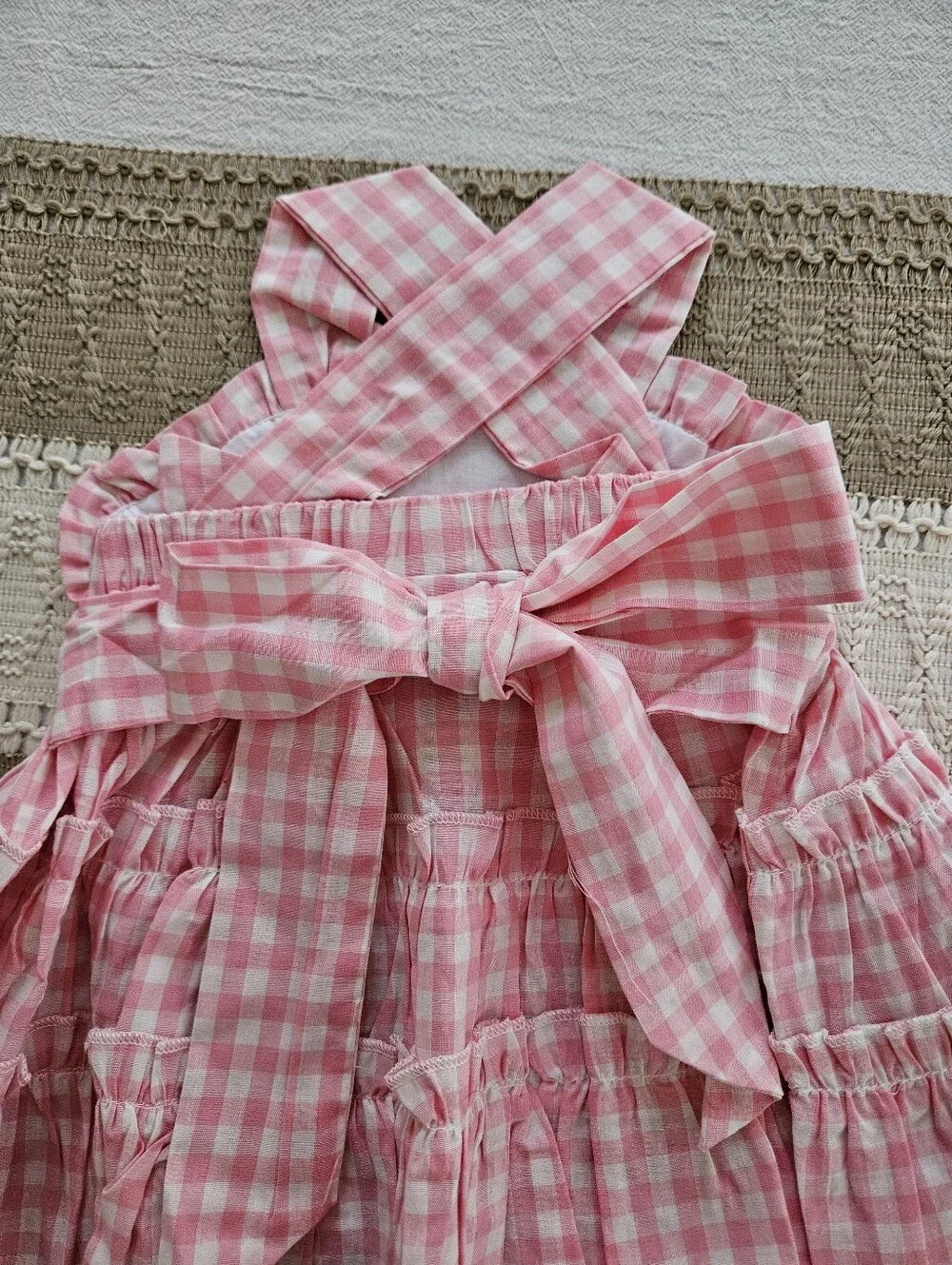 Lil Cactus Pink & White Gingham Sundress – Size 3-6M